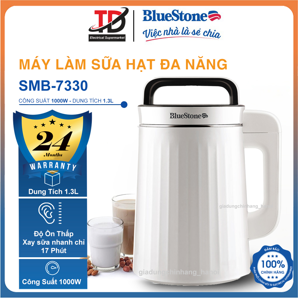  Máy Làm Sữa Hạt Đa Năng BlueStone SMB-7330   SMB-7329 1.3Lit-1000w 8 Chế độ xay nấu Hàng chính hãng 