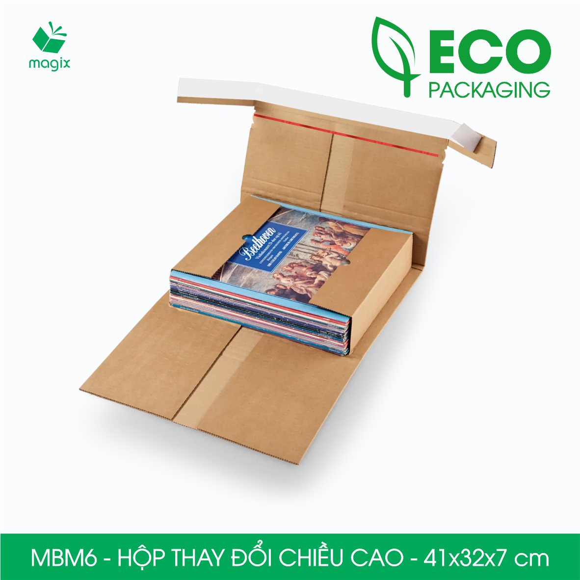 MBM6 - 41x32x7 cm - 20 hộp carton tăng giảm chiều cao - Hộp gói hàng, hộp quà | Magix Packaging