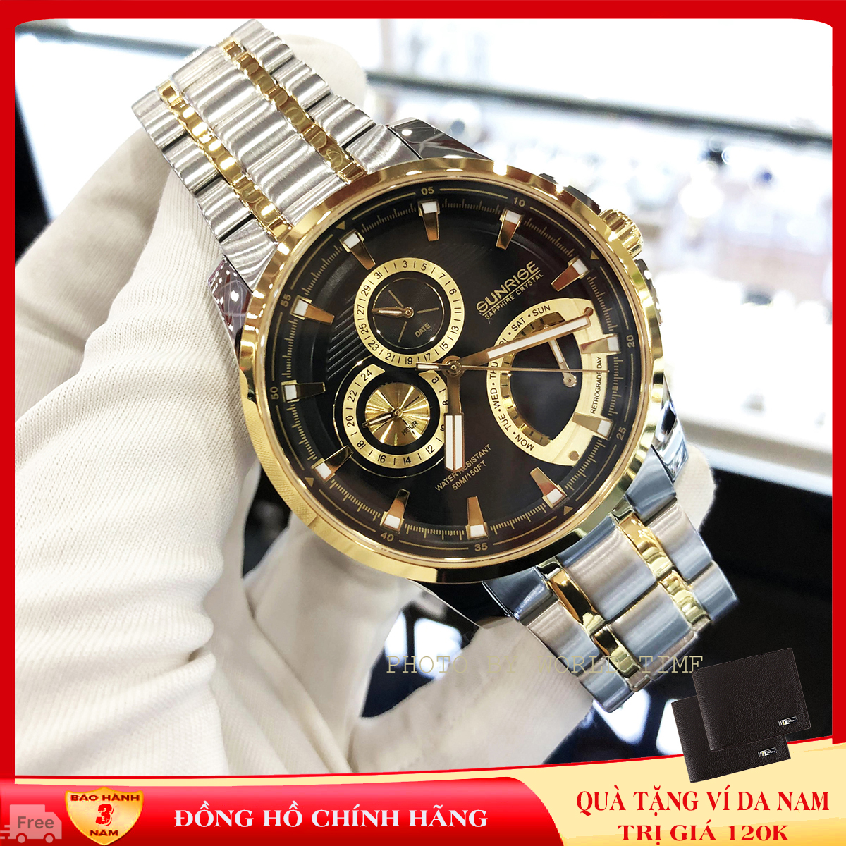 Đồng hồ Nam Suinrrise 1146SA [ Full Box, thẻ bảo hành hãng]- mặt Sapphire chống xước, chống nước- Chạy full kim