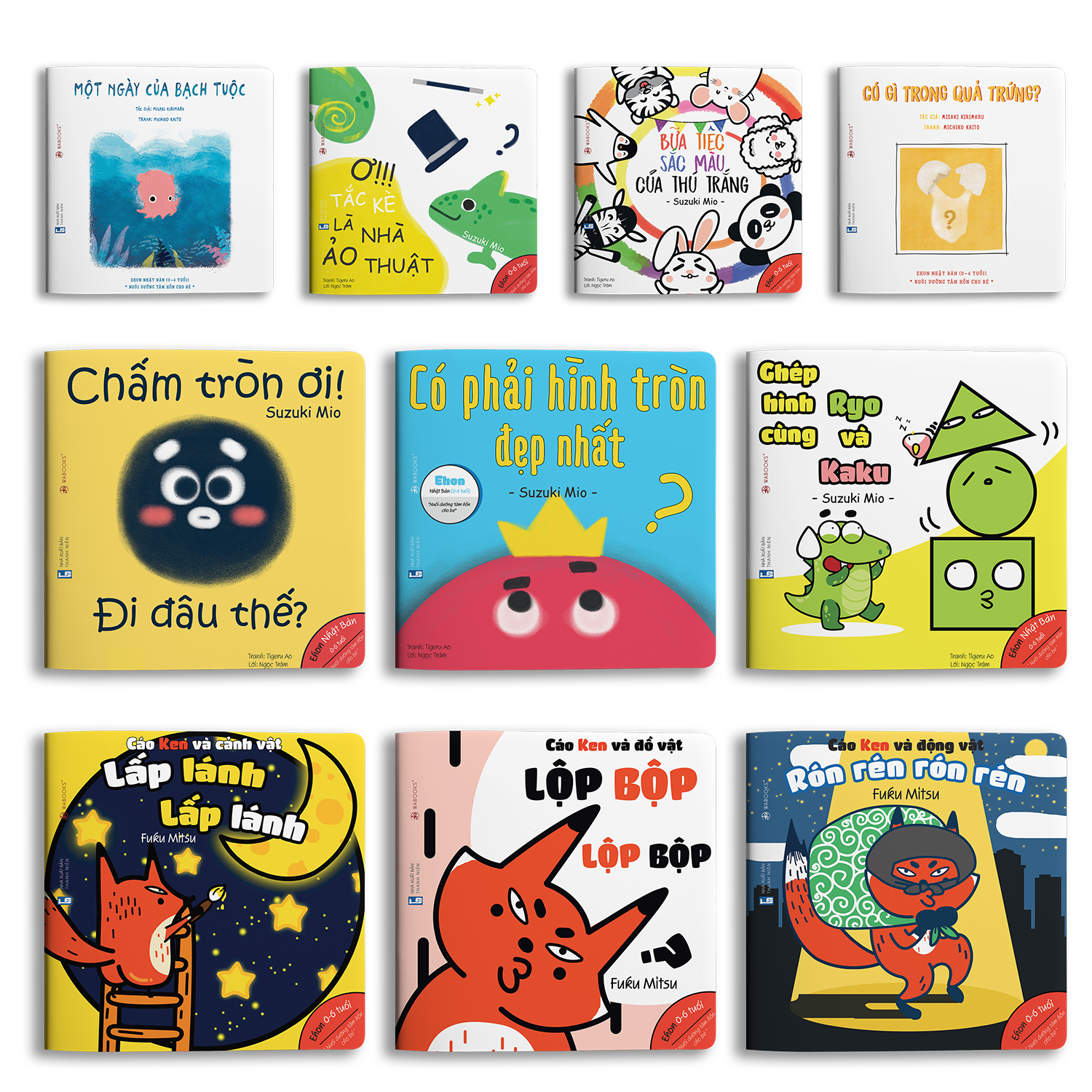 Sách Ehon - Combo 10 cuốn Màu sắc, Âm thanh, Hình khối - Dành cho bé 0-6 tuổi thông minh sáng tạo