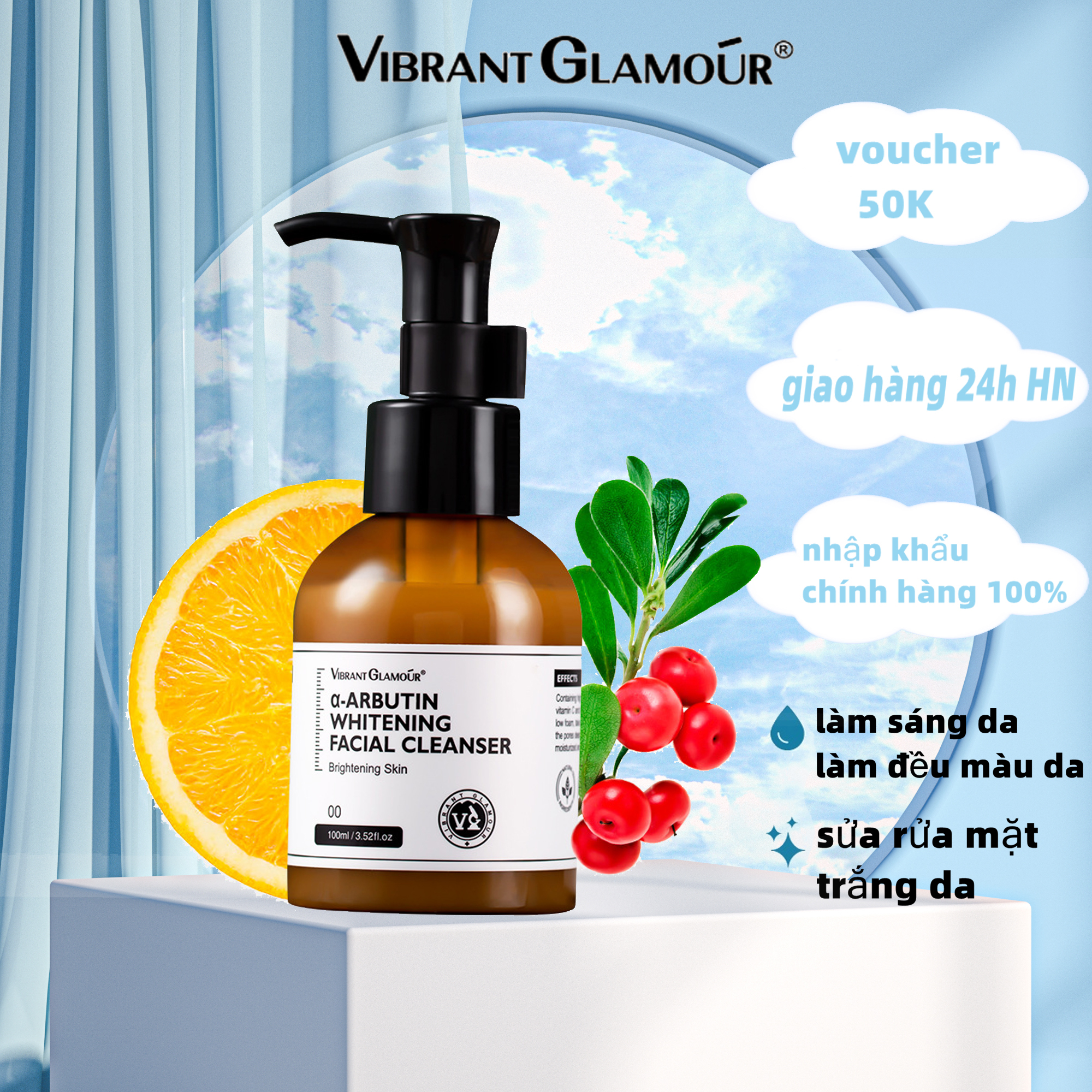 Vibrant glamour làm sạch sâu sữa rửa mặt làm sạch sâu cấp ẩm dưỡng ẩm làm sáng da dưỡng ẩm làm sạch lỗ chân lông mặt làm trắng chăm sóc da mặt dưỡng trắng giảm hắc tố