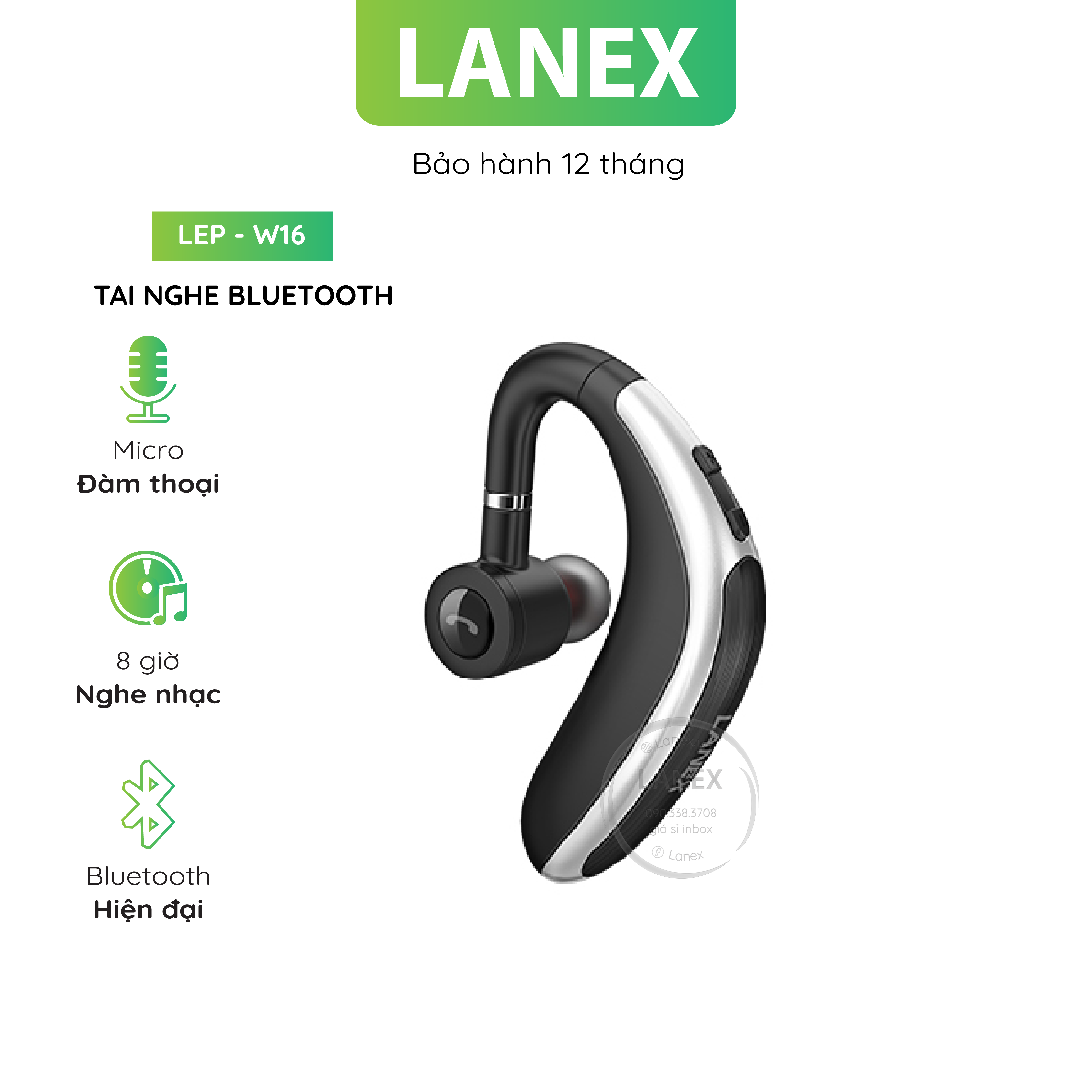 Tai Nghe Bluetooth Lanex Lep - W16 1 Bên V5.0 Có Mic