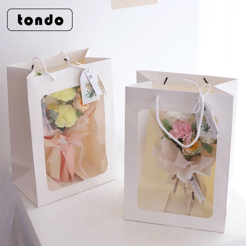 Túi giấy mặt kính trong đựng hoa, đựng quà, nhiều kích thước