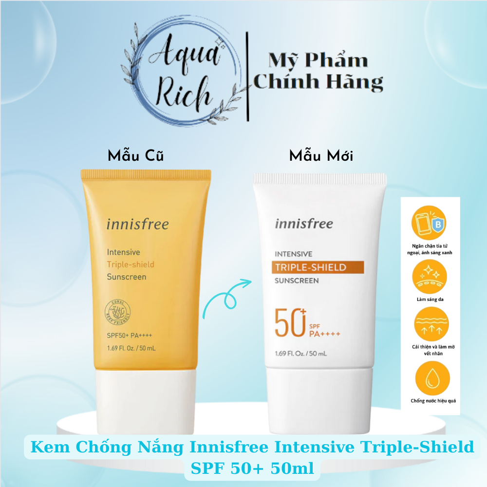 [Mới] Kem Chống Nắng Kiềm Dầu Innisfree Intensive Triple - Shield SPF 50+ 50ML
