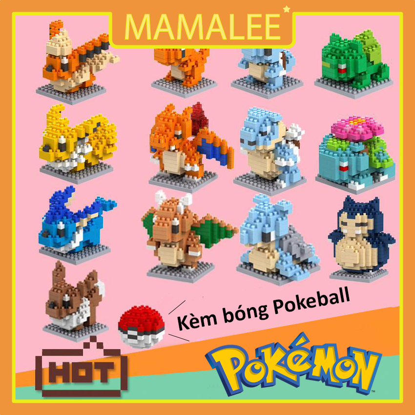Đồ Chơi Lego 3D Lắp Ráp Mô Hình Pokemon Kèm Bóng Pokeball - Phát Triển Trí Tuệ Cho Bé