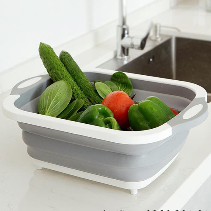 Bộ thớt kèm chậu gấp gọn đa năng- Bộ thớt kèm chậu kèm thau rửa hoa quả .