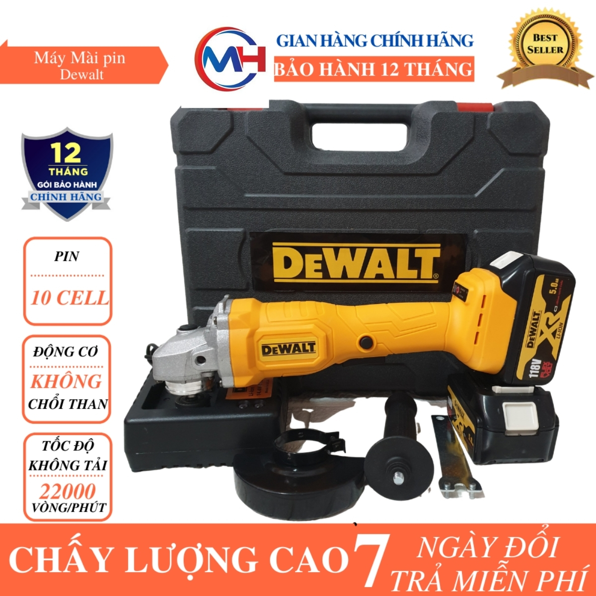 Máy mài pin Dewalt 118V không chổi than - Máy căt dewalt pin ruột đồng 100%