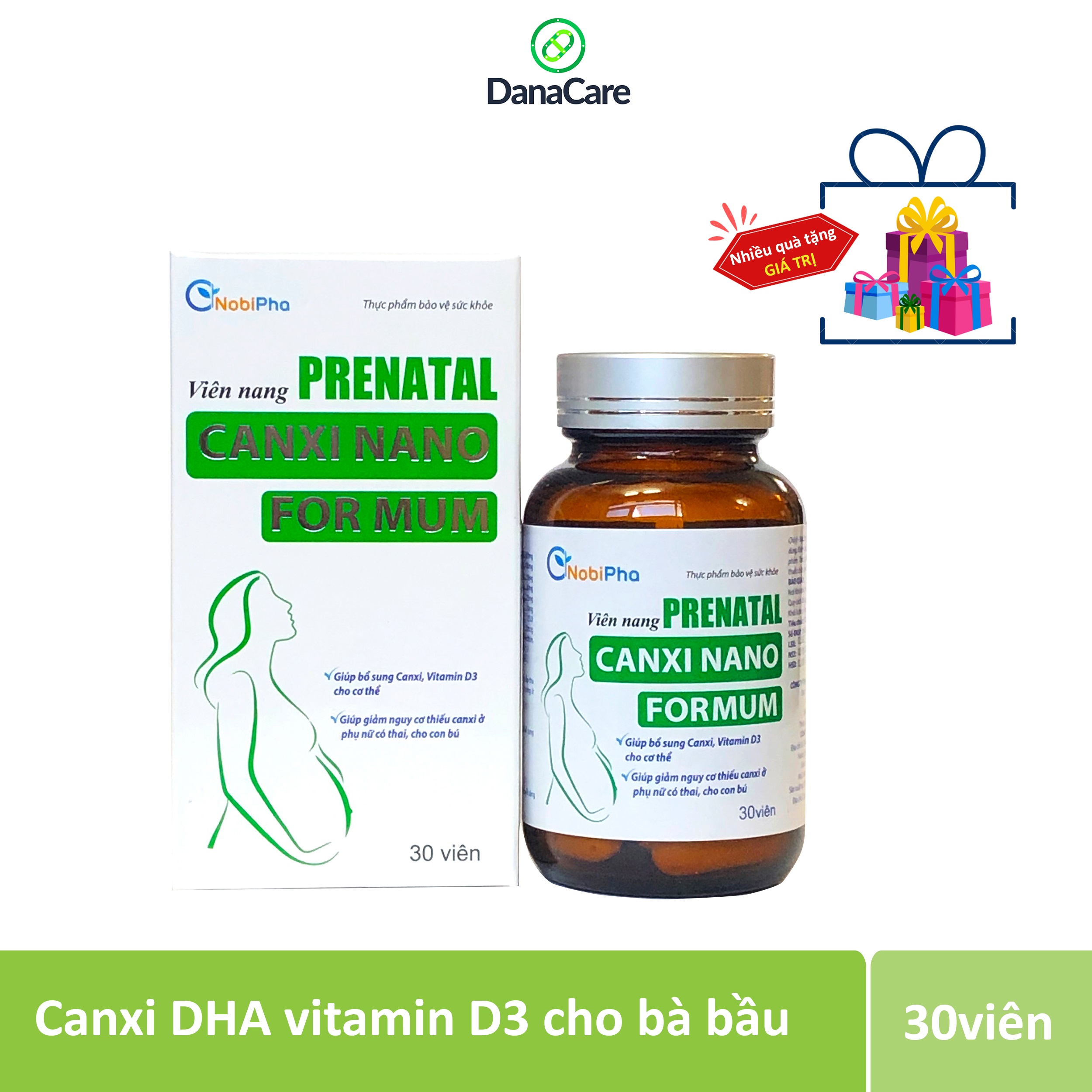 Viên uống Prenatal Canxi nano for mum bổ sung Canxi cho phụ nữ có thai Lọ 30 viên