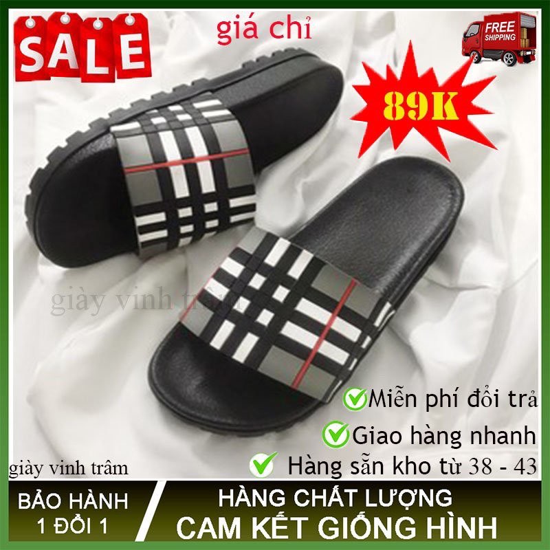 Dép lê quai ngang nam kẻ ô - dép lê bảo bình | np shop