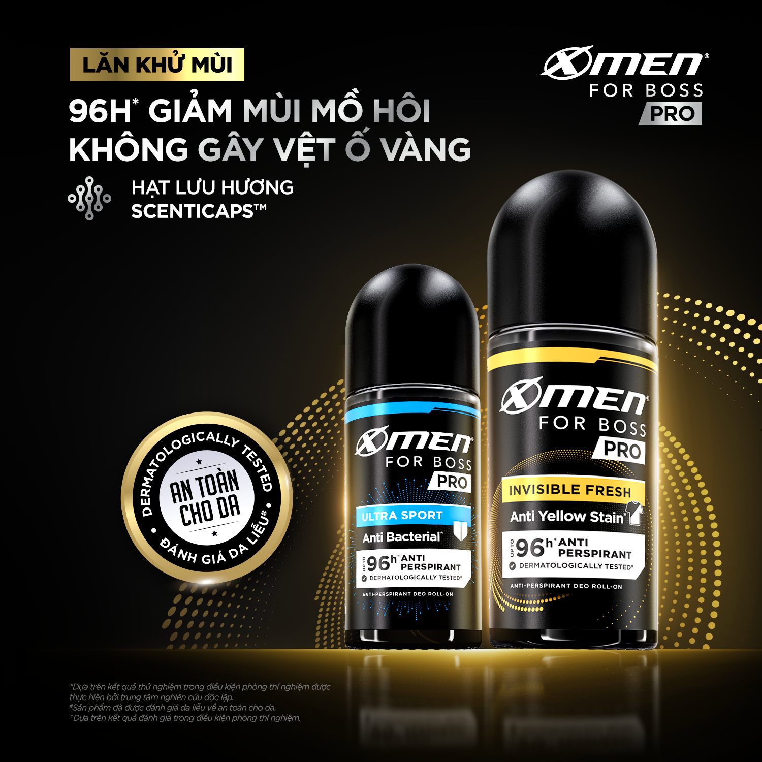 [MỚI] Lăn Khử Mùi Xmen for Boss PRO 50ml Invisible Fresh  Ultra Sport 96H Giảm Mùi Mồ Hôi  Vệt Ố Vàng,Hương Nam Tính
