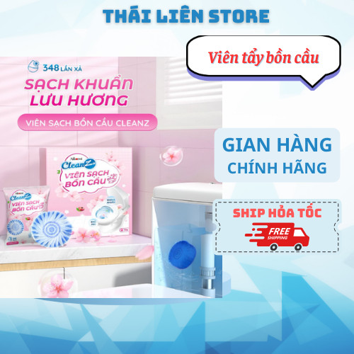 Viên thả bồn cầu CleanZ sạch khuẩn thơm mát tẩy sạch mảng bám khử mùi diệt vi khuẩn thế hệ mới hương đào viên 50g/gói