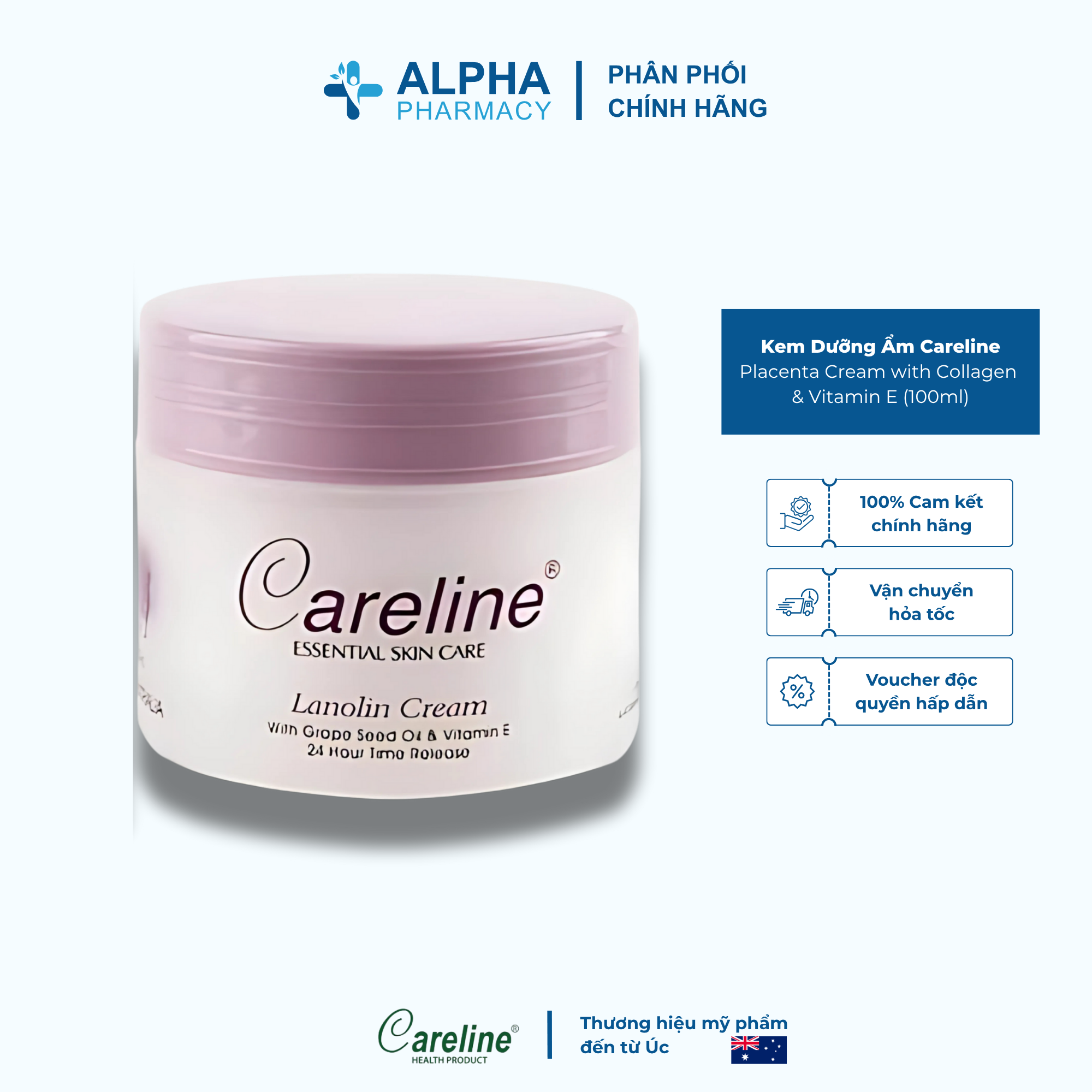Careline Placenta Cream with Collagen & Vitamin E – 100ml - 2
