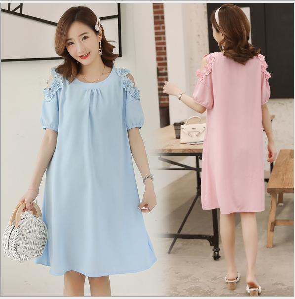 Đầm bầu váy bầu công sở kết hoa tay