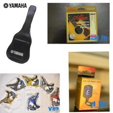 Bộ 04 phụ kiện guitar: bao da 3 lớp yamaha + máy lên dây et-33 + capo guitar + dây alice aw432 - happylive shop