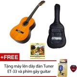 Bộ 1 guitar yamaha classic c40 + 1 bao đàn + 1 dây alice a106 + tặng máy lên dây đàn tuner et-33 và 1 phím gãy guitar