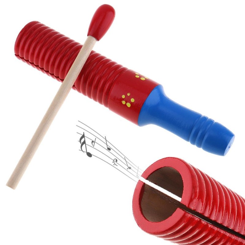 Colorful Sound Tube Wooden Crow Kid Children Gift Wood Sounder Musical Toy Percussion Education Instrument with Stick - intl