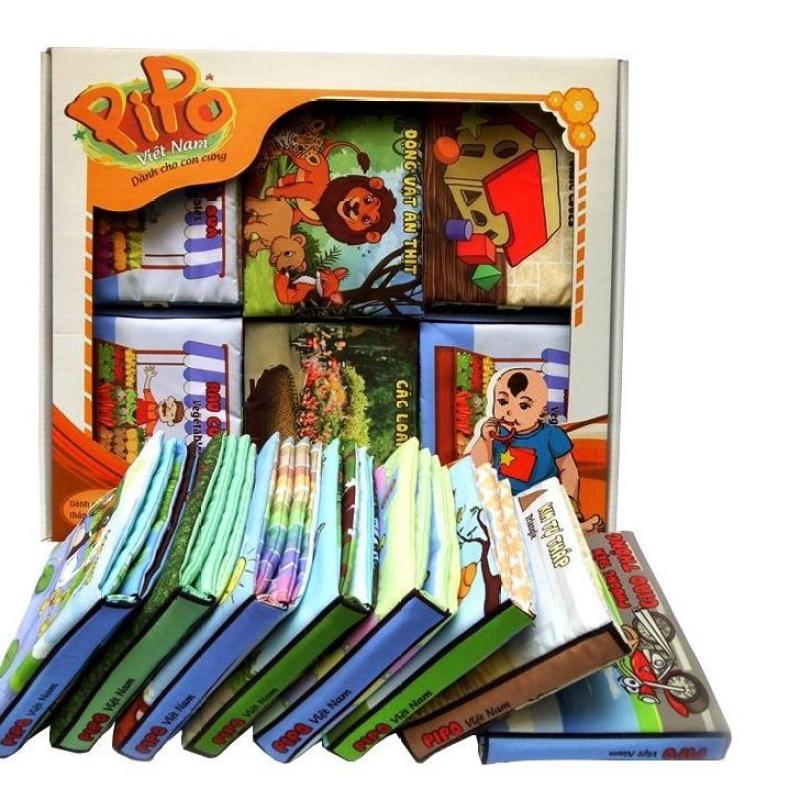 Mua Set 6 sách vải Pipo Vietnam (Hoa quả, động vật, hình khối, rau củ quả, cảnh báo nóng, số đếm)