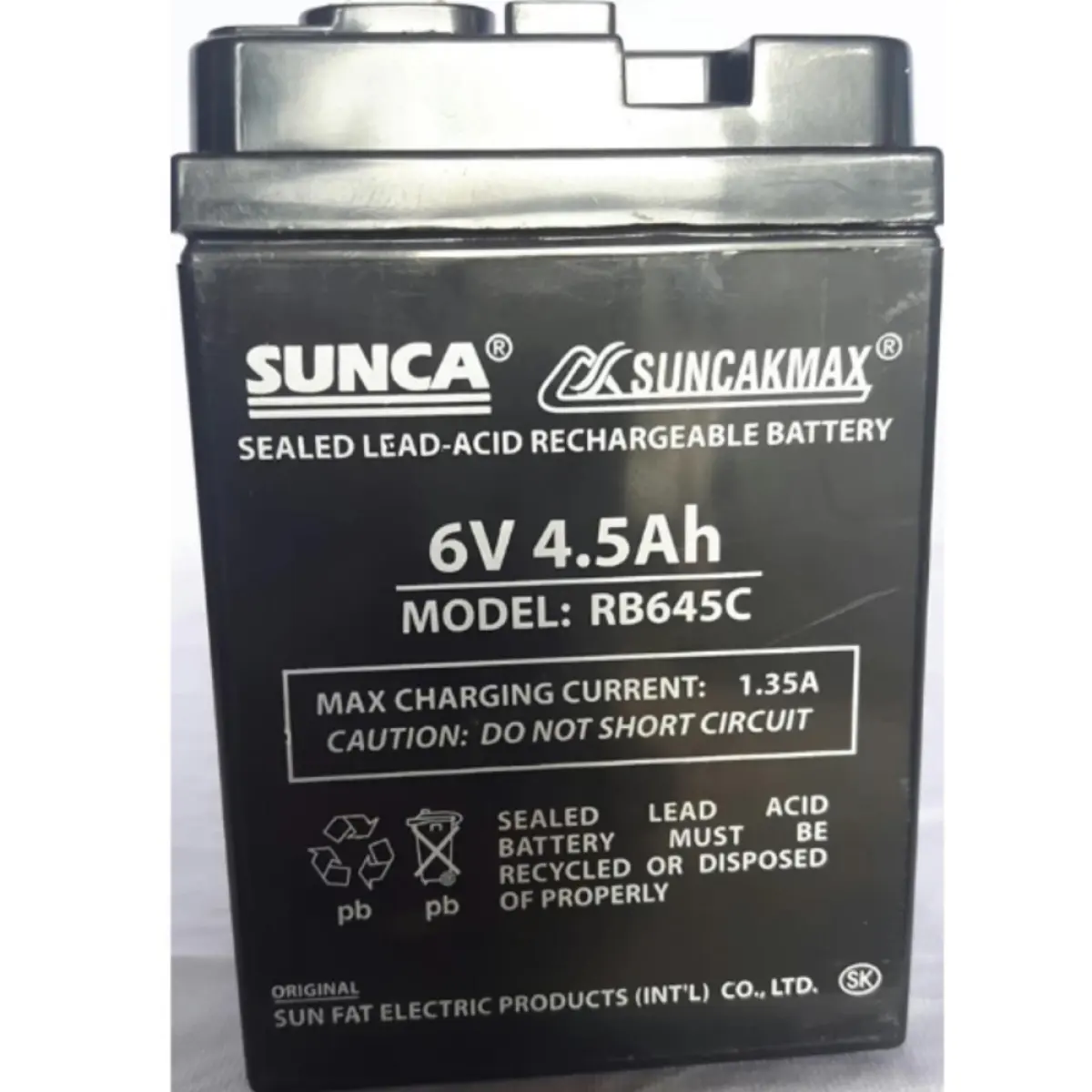Bình ắc quy xạc dùng cho quạt xạc ,đèn xạc hiệu SunCa RB645C 6V 4,5Ah