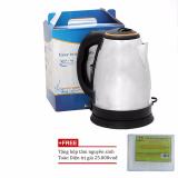 Ấm đun siêu tốc giá rẻ Kettle 1.8L (Inox) + Tặng hộp tăm nguyên sinh Toàn Diện