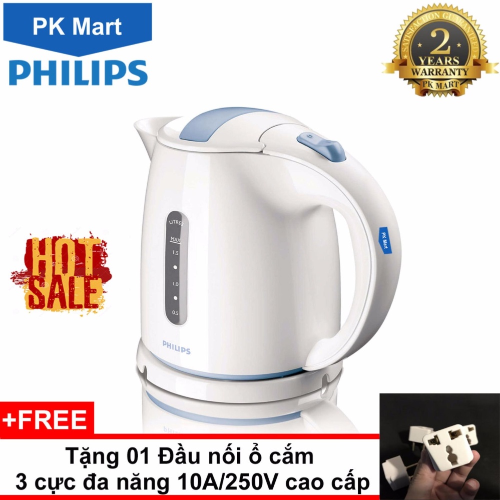 Ấm siêu tốc philips hd4646 1.5l + tặng 01 đầu nối ổ cắm 3 cực đa năng 10a/250v