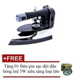 [HCM]Bàn ủi hơi nước công nghiệp SilverStar ES-300 (Đen) + Tặng 01 Đèn pin sạc đội đầu bóng led 5W siêu sáng loại lớn (Xanh)