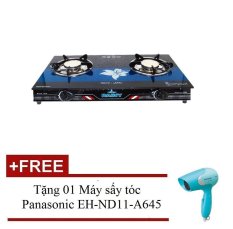 Bếp gas đôi hồng ngoại mặt kính rainy 2016 + tặng 01 máy sấy tóc panasonic eh-nd11-a645