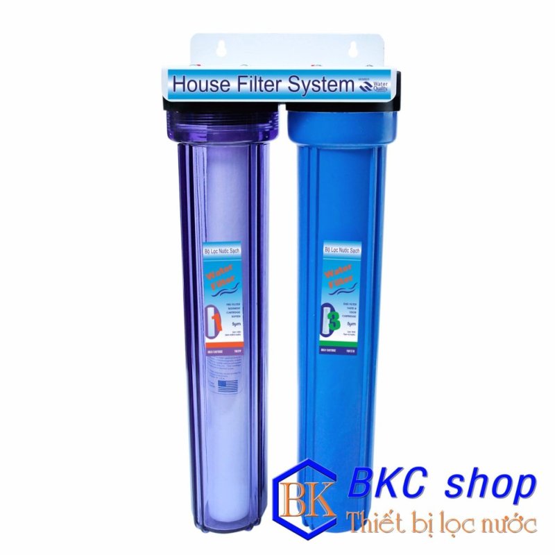 Bộ lọc nước sinh hoạt 2 cấp lọc 20 inch (PP + CTO) (xanh trong -
xanh)