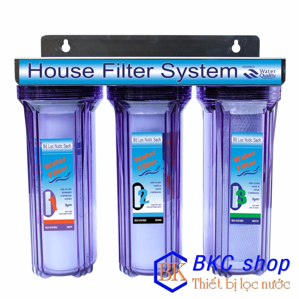 [HCM]Bộ lọc nước sinh hoạt 3 cấp lọc 10 inch (xanh trong)