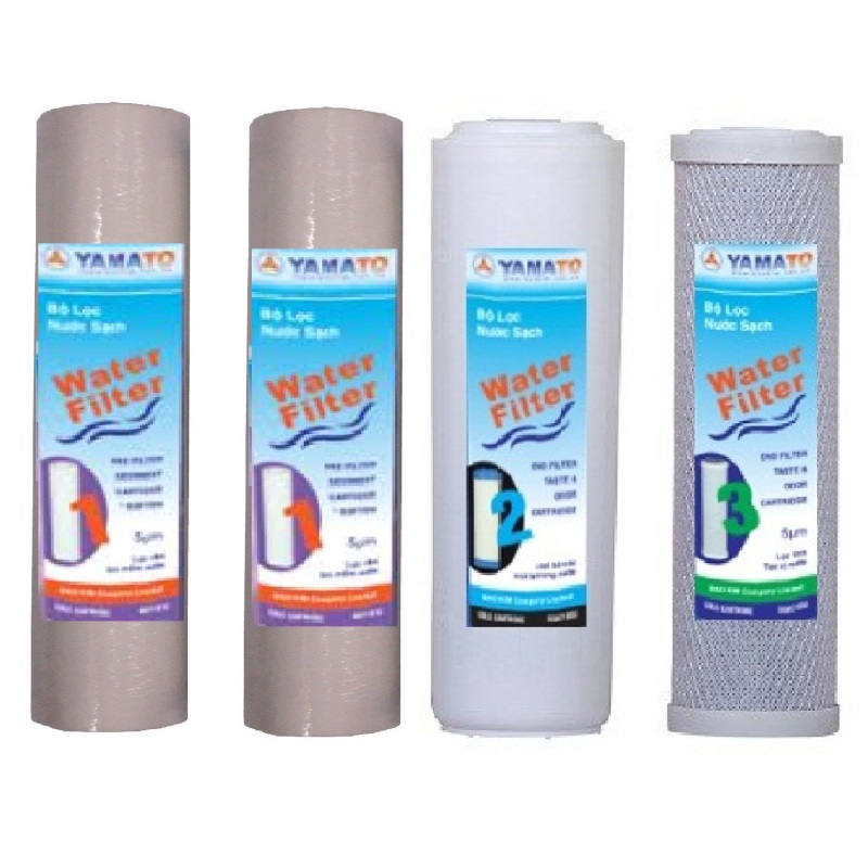 Bộ sản phẩm 4 lõi lọc (2 lõi lọc số 1 & 1 lõi lọc số 2 & 1
lõi lọc số 3) 10inch Yamato