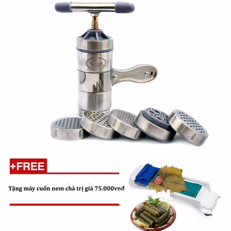Giá bán Dụng cụ làm bún mì tươi 5 đầu inox + Tặng máy cuốn nem siêu tốc (Bạc)