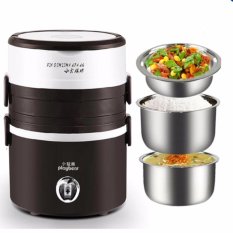 Hộp cơm điện hâm nóng inox 3 ngăn Playbear DFH 2019 + 1 túi đựng và 1 vỉ luộc trứng