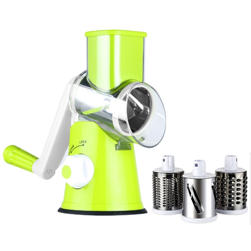 Manual Hand Speedy Mandoline Slicer With 3 Round Stainless Steel
Blades For Fruit Vegetable Carrot Slicer Cutter Potato Julienne
Cheese Grater Kitchen Tool Green - intl