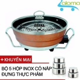 Nồi lẩu chảo điện hợp kim chống dính Osaka OS-1116 + Tặng bộ 5 hộp inox có nắp