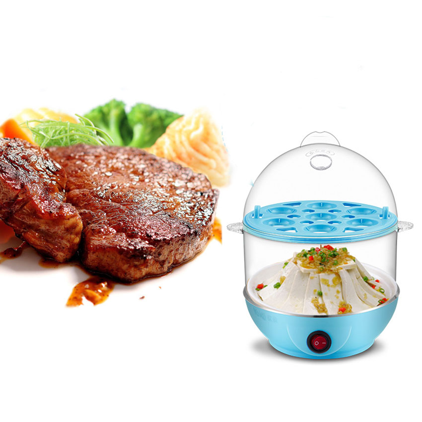 [2 TẦNG] Nồi luộc trứng hấp thức ăn đa năng 2 tầng - Mẫu cao cấp (Xanh dương)
