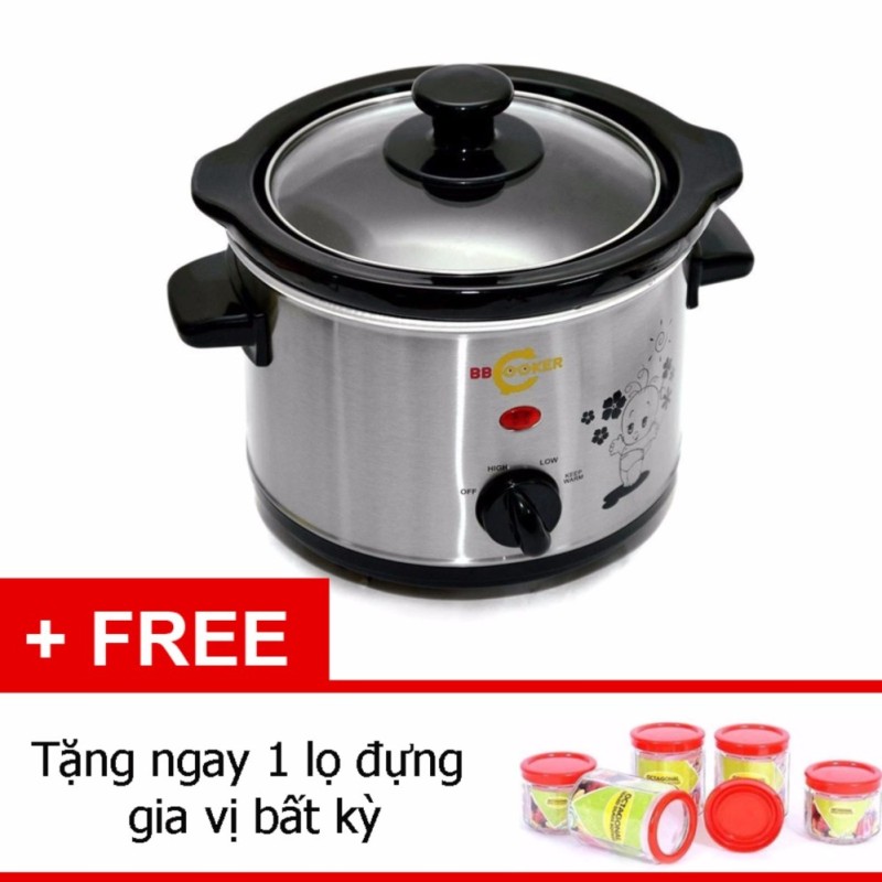 Nồi nấu cháo dinh dưỡng cho bé đa năng BBCooker 1.5L (Bạc) Tặng kèm 1 hũ đựng gia vị bất kỳ