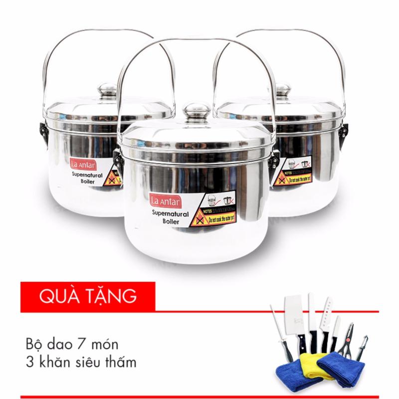 Nồi ủ Super Natural Boiler LA ANTAR (5.6 lit) + Tặng bộ dao 7 món và 3 khăn lau siêu thấm