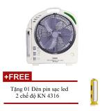[HCM]Quạt sạc kiêm đèn sạc 2 bình Kentom KT9200 (trắng) + Tặng 01 Đèn pin sạc led 2 chế độ KN 4316