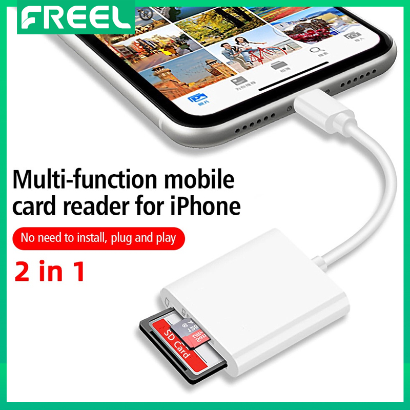 Bộ chuyển đổi thẻ nhớ sd tf 2 trong 1 cho iphone 13 12 8pin sang đầu đọc thẻ sd tf bộ chuyển đổi dữ liệu đầu đọc thẻ camera phía trên