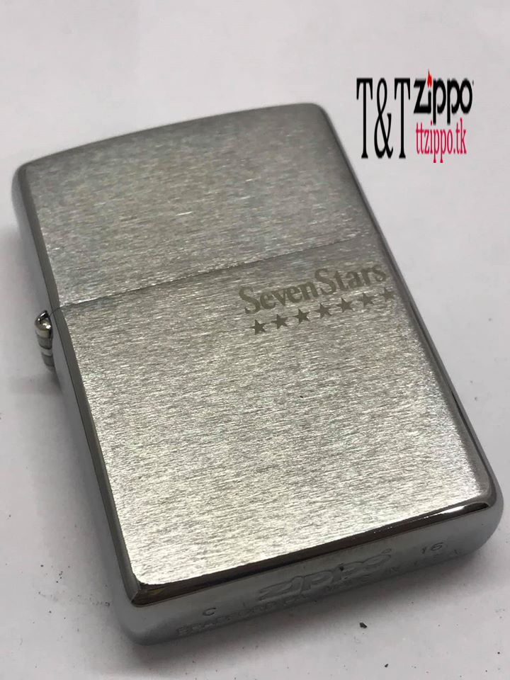 Bật lửa zippo 2016, mạ chrome phay xước, khắc laser chủ đề " sevenstar"