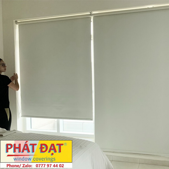 (Rèm ngang 0.9m) Màn cuốn, rèm sáo cuốn, vải trơn 6 màu, chống nắng 100%, đặt theo kích thước