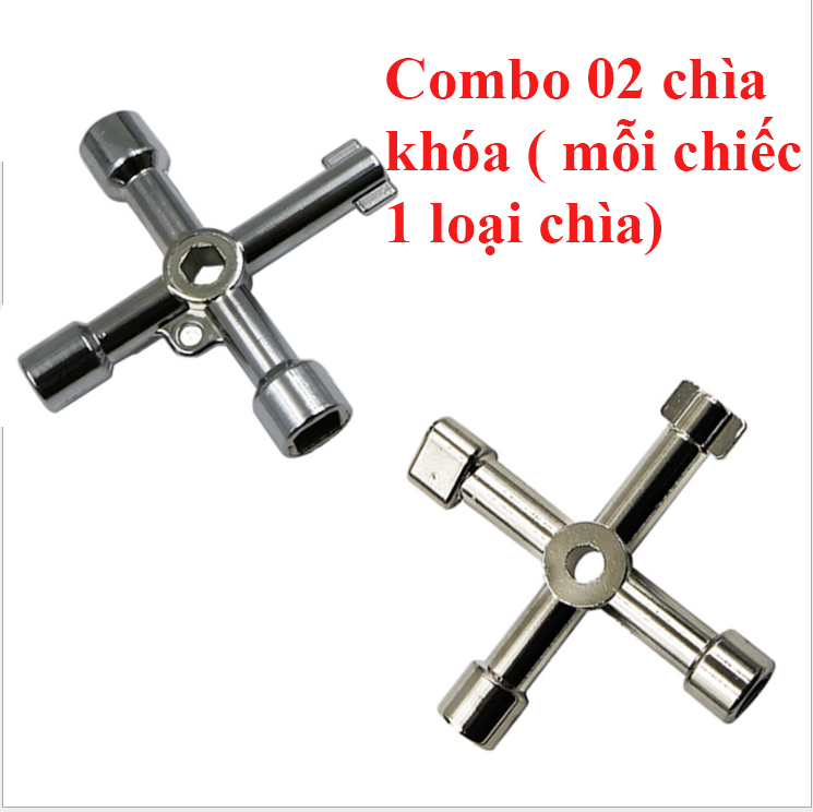 Bộ 02 loại chìa khóa mở tủ điện, tủ nước, tủ thang máy, tủ rack, tủ thông tin thông dụng