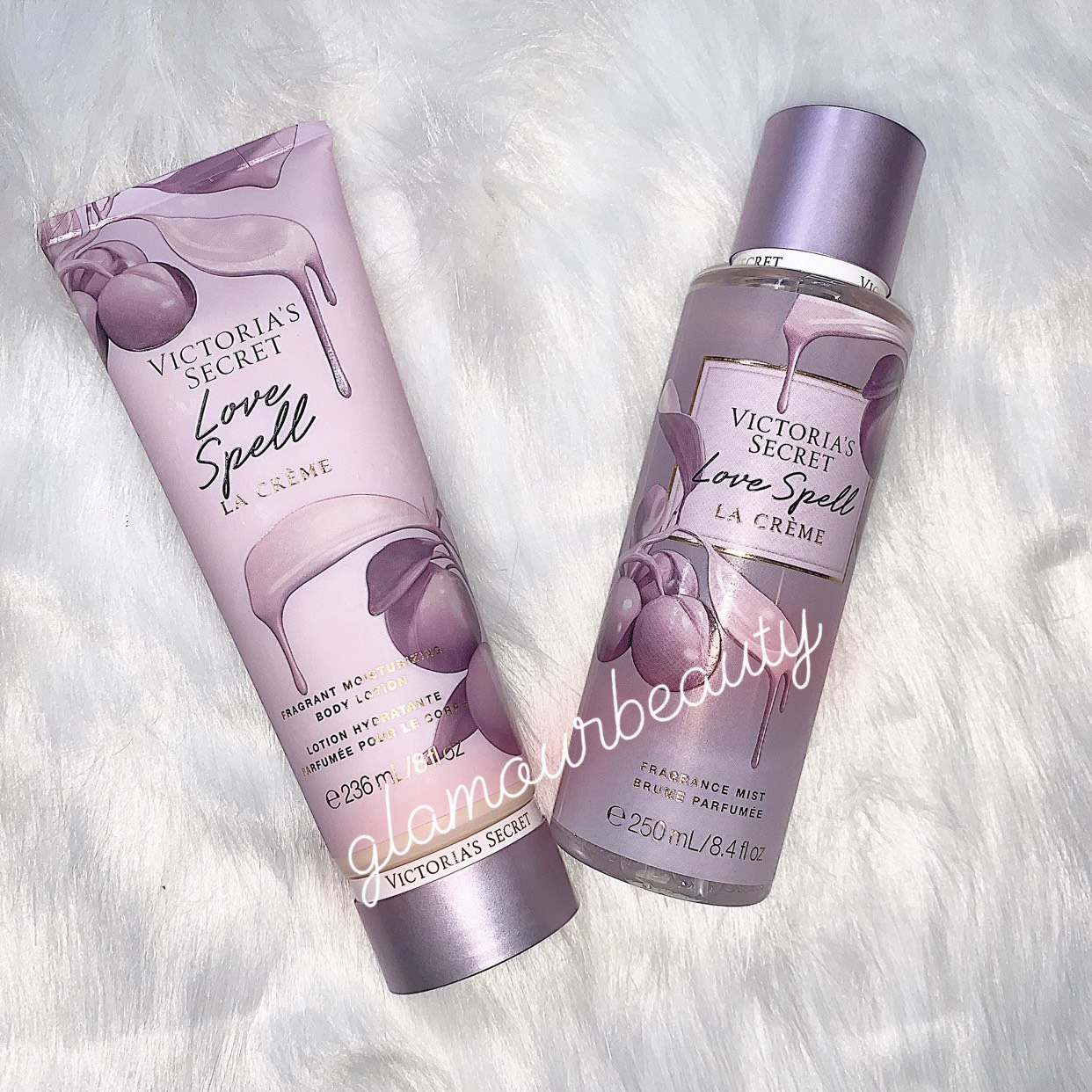 Victoria Secret Love Spell La Creme Fragrance Mist (8.4 fl oz) and Body Lotion (8 fl oz) Set.