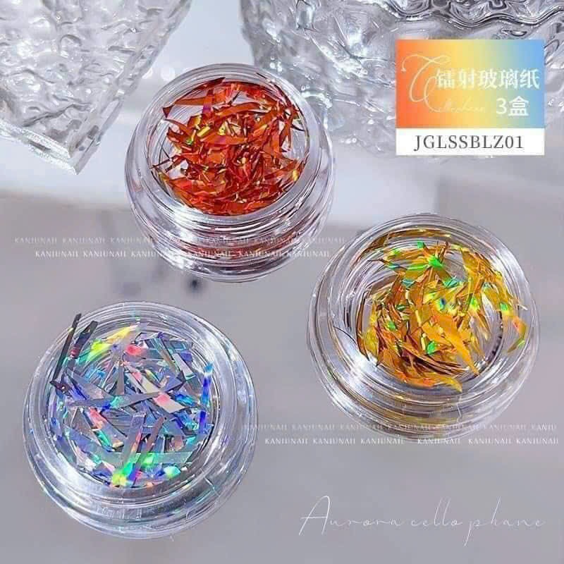 Set giấy kiếng thủy tinh ,phụ kiện trang trí móng - mini nails