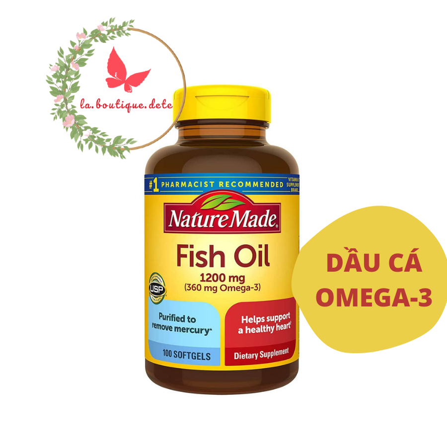 Viên uống dầu cá nature made fish oil 1200mg & omega-3 360mg 200 viên - hàng mỹ