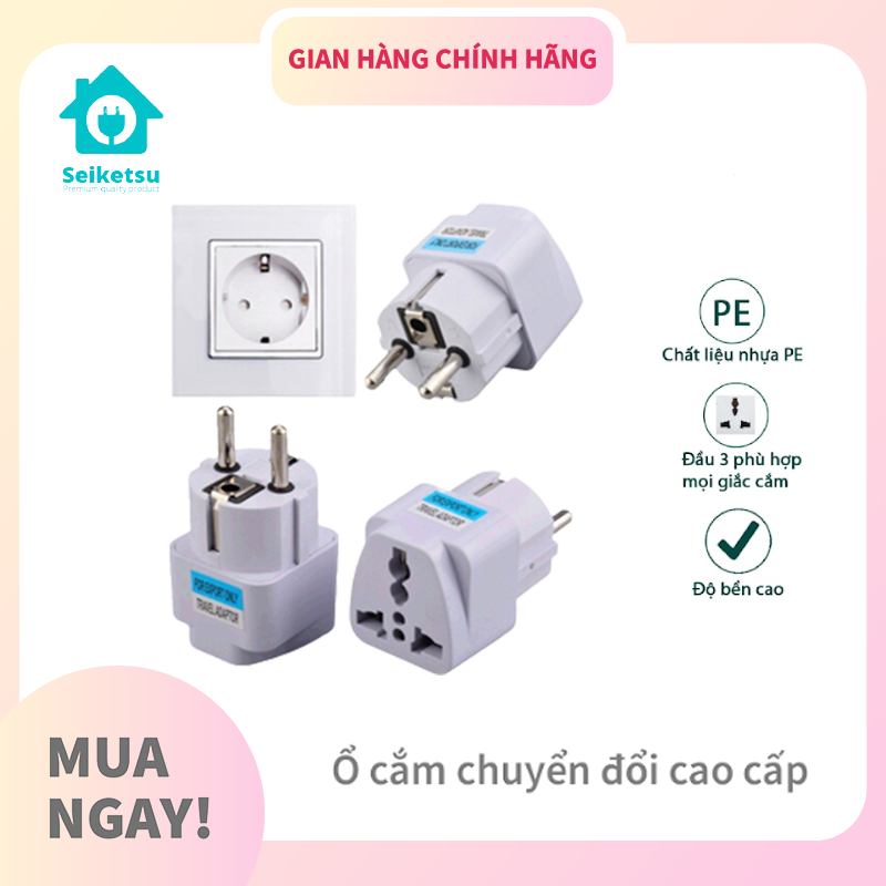 Phích cắm điện chuyển đổi từ 3 chân sang 2 chân Jiashi an toàn chịu nhiệt cao 220V loại tròn PCD02