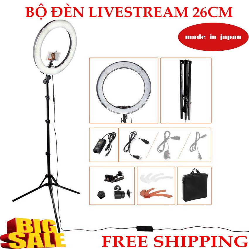 [HCM]BỘ ĐÈN LIVESTREAM 26CM- Ba chế độ ánh sáng hỗ trợ livestream bán hàng review sản phẩm trang điểm quay phim makeup phun xăm chụp hình ( Tặng Kèm Chân Đèn Để Bàn )  Giá Sập Sàn