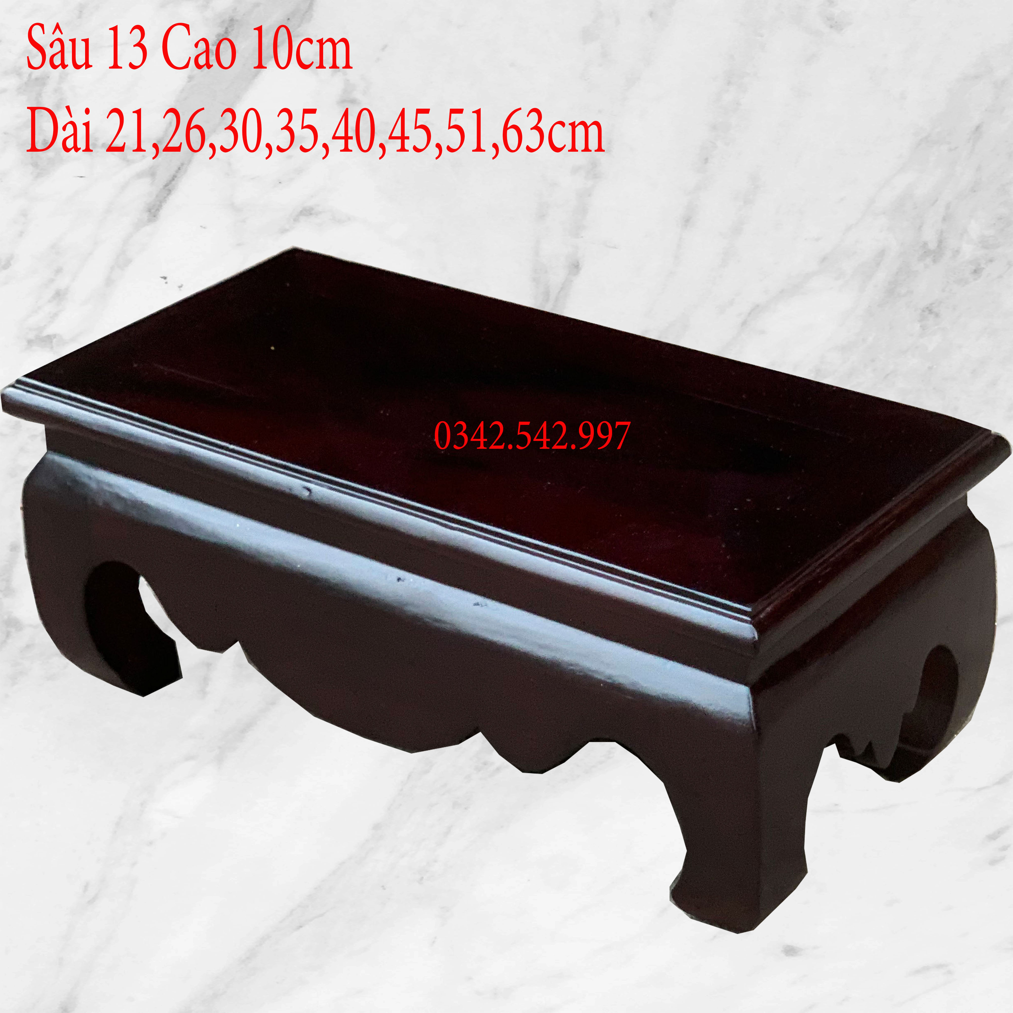 Đế khung ảnh,giá đỡ khung,kỷ dài kê tượng thần tài cao 10x13 dài 21,2630,35,40,45,52,63cm