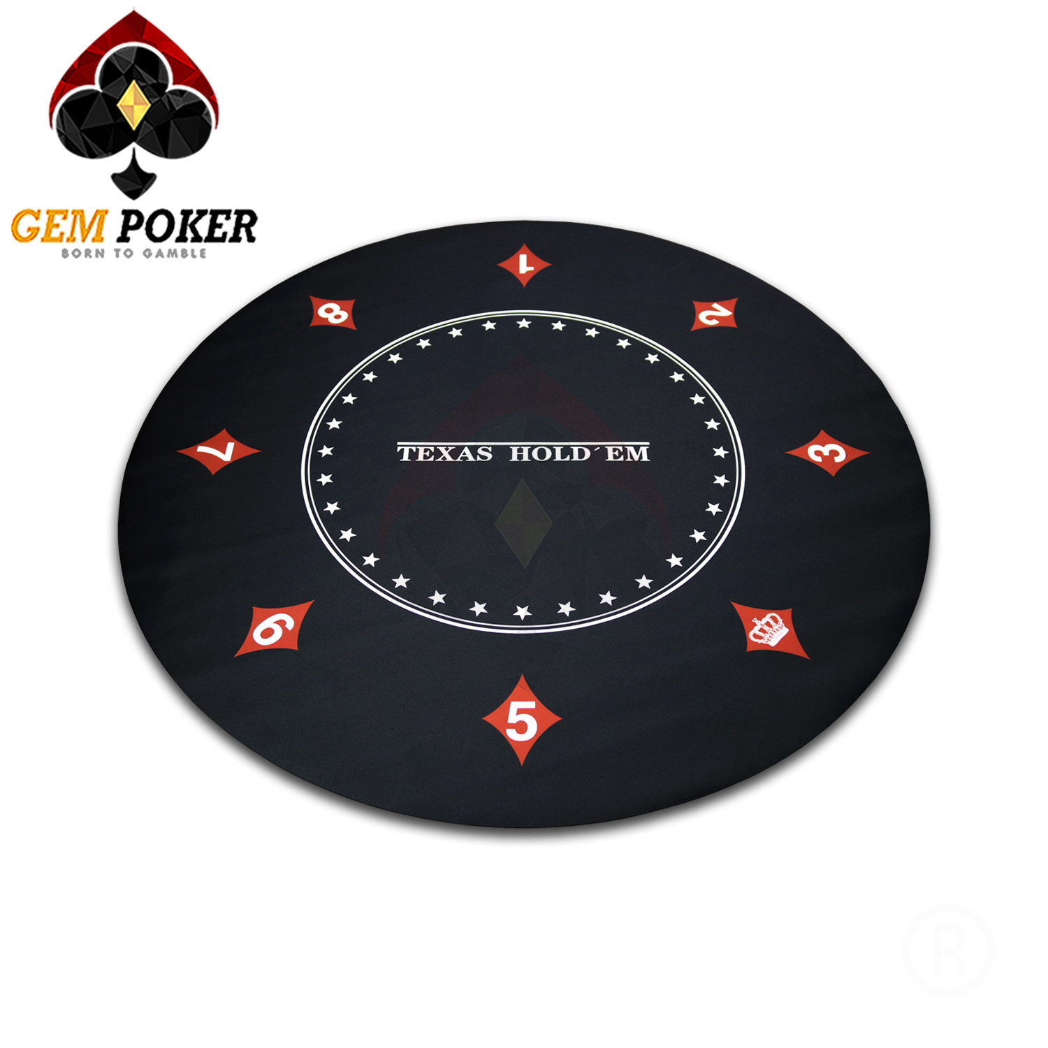 Thảm tròn poker texas cao su - black