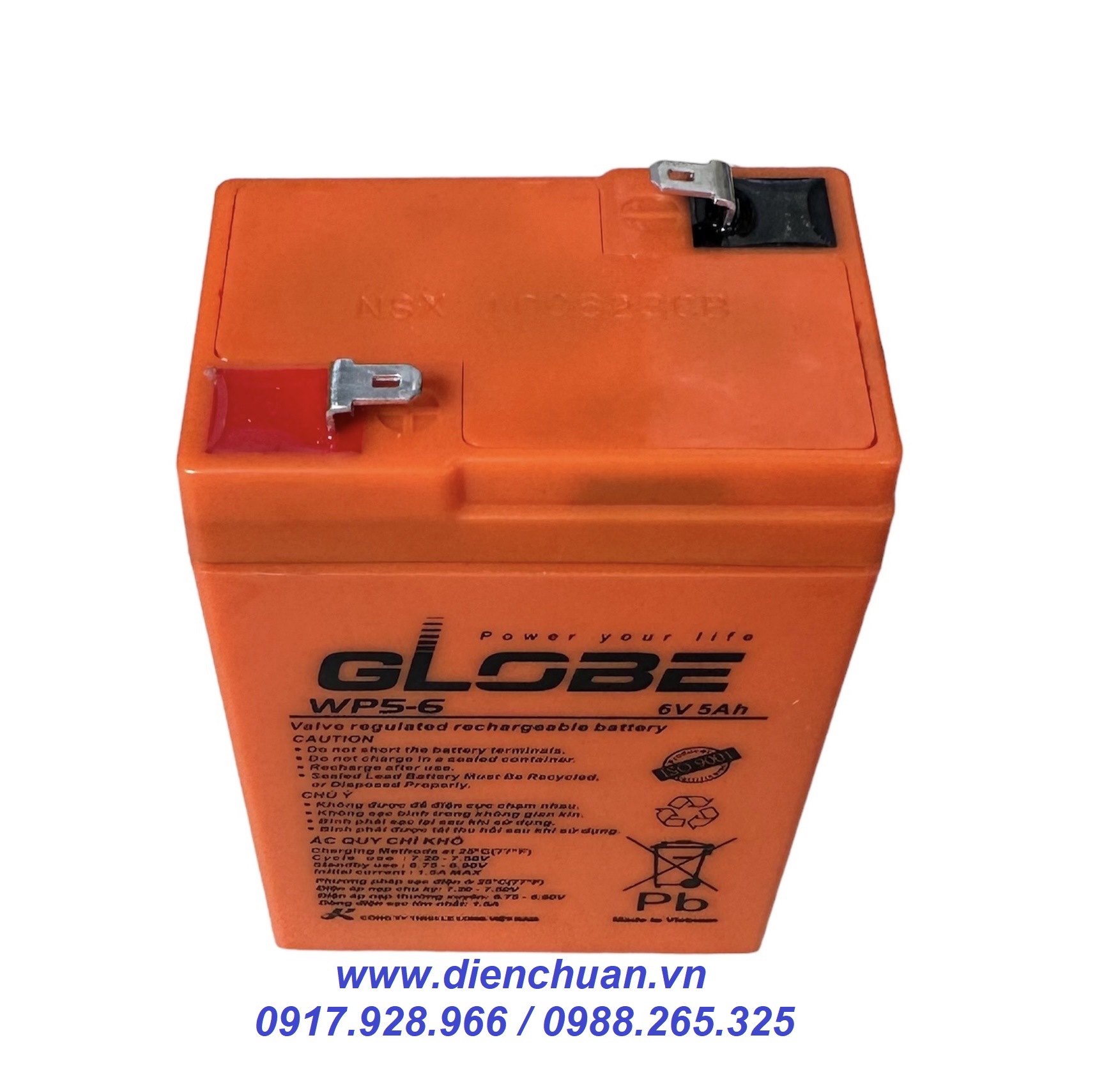 Ắc quy Globe 6V 5Ah - Ắc quy 5ah 6V Globe WP5-6