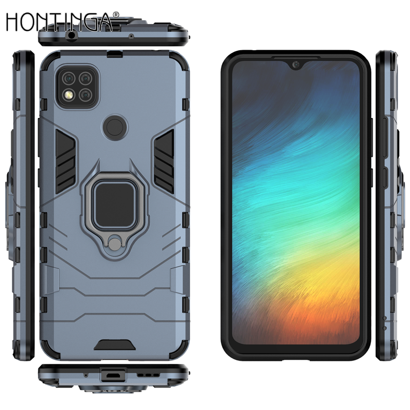 Honinga Vỏ Bọc Giáp Người Sắt Dành Cho Xiaomi Redmi, Ốp 9C Ốp Cứng Bảo Vệ TPU Sang Trọng Ốp Lưng Điện Thoại Với Giá Đỡ Nhẫn Đeo Ngón Tay Ốp Lưng Mềm Chống Sốc Ốp Cứng Cho Bé Trai Bé Gái Nam Nữ
